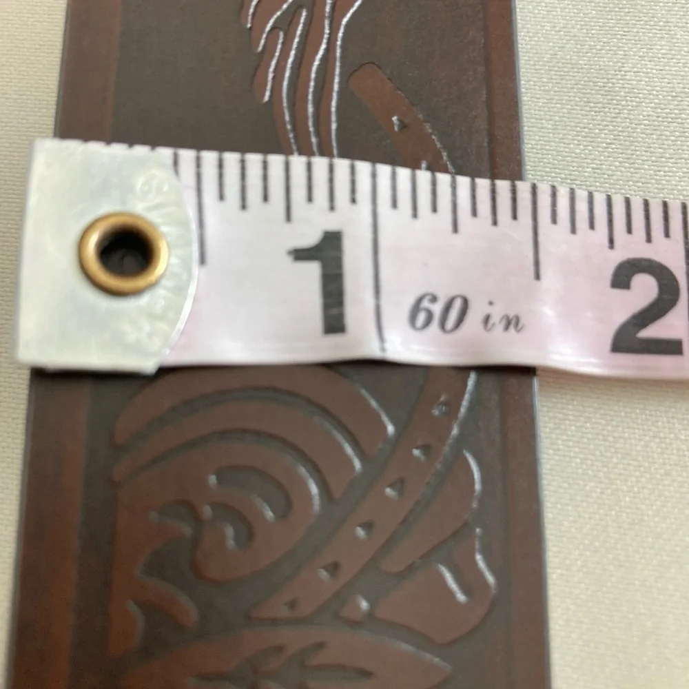 Wrangler Western Leather Embossed Cowboy Bald Eagle Brown Belt Men’s Size 40/100